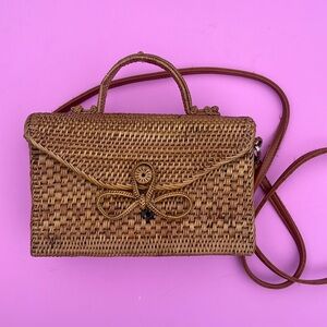 Anthropologie Raffia Envelope Puree/shoulder bag